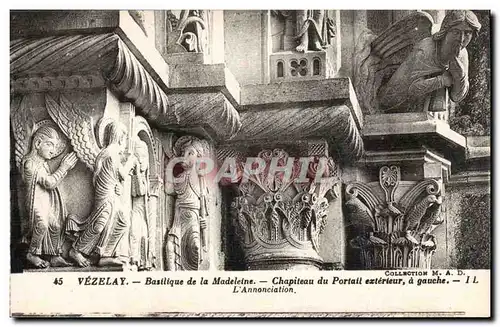 Cartes postales Vezelay Basilique de la Madeleine Chapiteau du portail exterieur L'Annonciation
