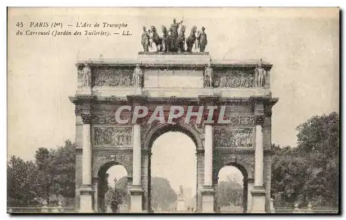 Paris Cartes postales Arc de triomphe du CArrousel ( jardin des Tuileries )