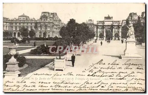 Paris Cartes postales Le jardin des Tuileries et l&#39arc de triomphe du Carrousel