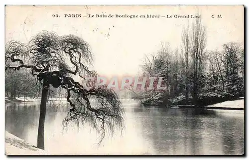 Paris Cartes postales Le Bois de Boulogne en hiver le grand lac