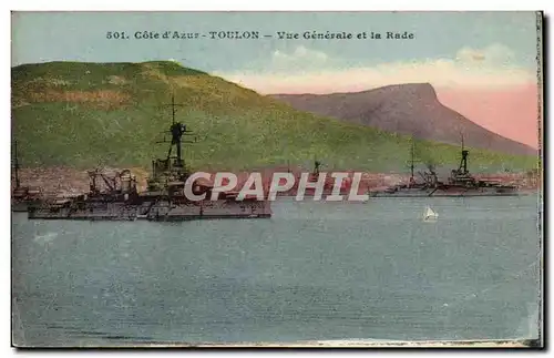 Ansichtskarte AK Toulon Vue generale de la rade bateau cuirasse