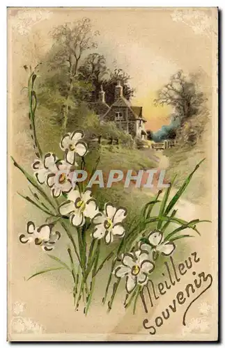 Cartes postales Fantaisie Fleurs Meilleur souvenir