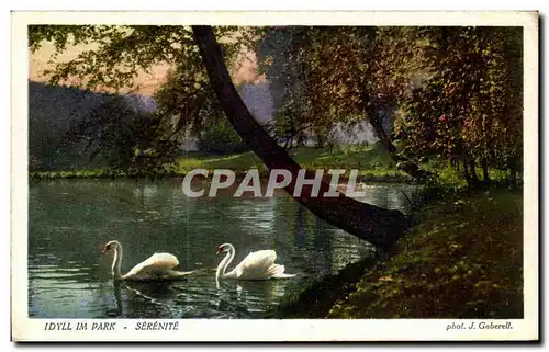 Ansichtskarte AK Fantaisie Paysage Cygnes Swan