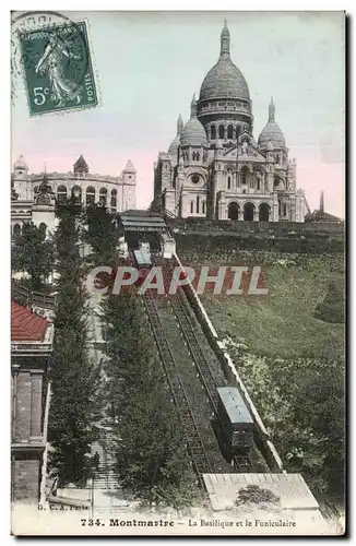 Paris Cartes postales Montmartre Basilique et le funiculaire