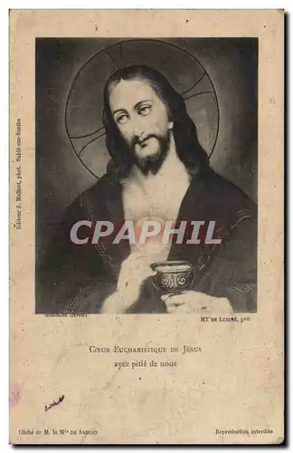 Cartes postales Fantaisie Coeur eucharistique de Jesus ayez pitie de nous