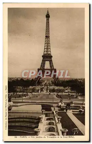 Paris Cartes postales Jardins du Trocadero et la Tour Eiffel