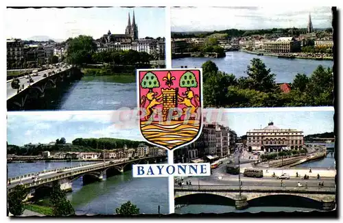 Moderne Karte Souvenir de Bayonne L&#39adour et la cathedrale