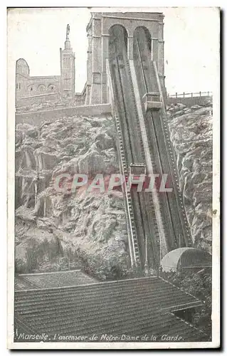 Marseille Cartes postales L'ascenseur de Notre Dame de la Garde ( publicite Lait Appenzell milk )