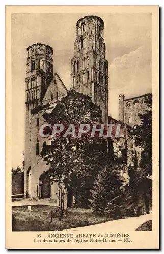 Cartes postales Ancienne abbaye de Jumieges Les deux tours de l&#39eglise notre DAme