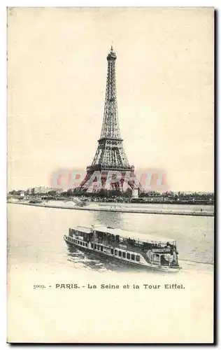 Paris Cartes postales La Seine et la Tour eiffel peniche