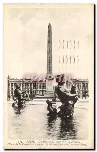 Paris Cartes postales Obelisque de Louqsor et les fontaines Place de la Concorde