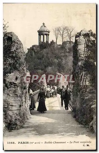 Paris Ansichtskarte AK Buttes Chaumont Le pont suspendu