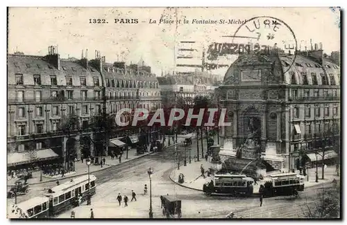 Paris Ansichtskarte AK La place et la fontaine St michel