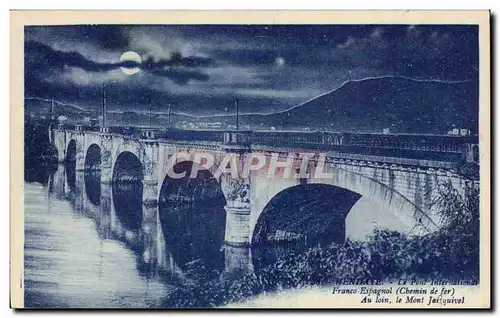 Hendaye Cartes postales pont Franco espagnol au loin le mont Jaizquivel