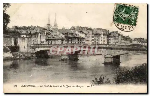 Bayonne Cartes postales Le pont du Genie et le quai des Basques