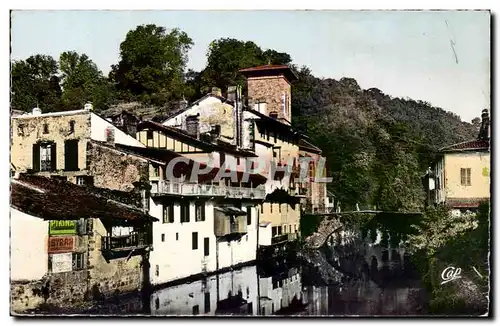 Saint Jean Pied de Port Moderne Karte Maisons basques sur la Nive et le pont d&#39Espagne