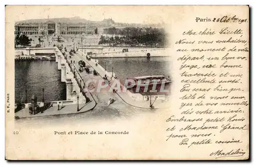 Cartes postales Paris Pont et place de la Concorde