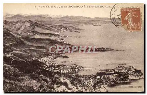 Cartes postales Cote d&#39azur de Monaco a San Remo Menton