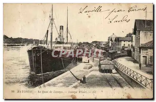 Ansichtskarte AK Bayonne Le quai de Lesseps Bateau Train