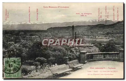 Cartes postales Pau La vallee du Gave et la chaine des Pyrenees