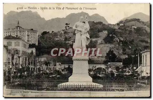 Cartes postales Menton Jardin de la ville et monument de l&#39annexion