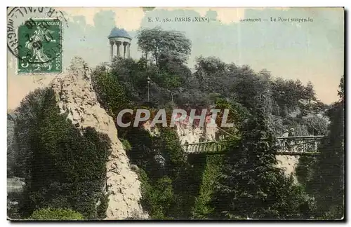 Paris Cartes postales Buttes Chaumont le pont suspendu