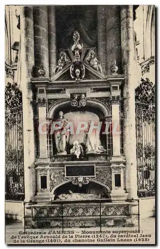 Cartes postales Cathedrale d&#39Amiens Monuments superposes de l&#39eveque Arnould d ela pierre du cardinal Jau