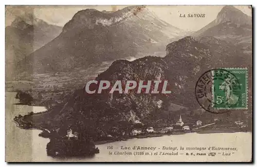 Cartes postales Lac d&#39Annecy Duingt la montagne d&#39Entrevernes le Charbon et l&#39arcalod