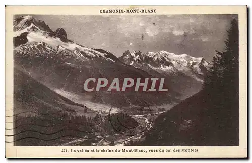 Ansichtskarte AK Chamonix Mont Blanc La vallee et la chaine du Mont Blanc vues du col des Montets