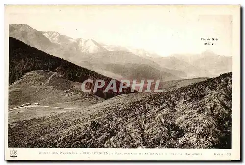 Cartes postales Col d&#39Aspin Panorama de la chaine du cote de Bagneres