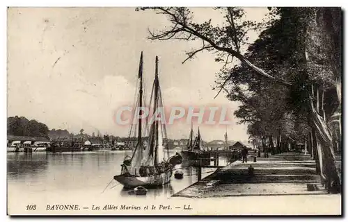 Ansichtskarte AK Bayonne Les allees marines et le port