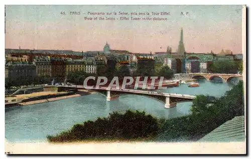 Paris Cartes postales Panorama sur la Seine pris vers la Tour Eiffel