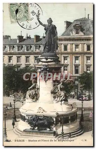 Paris Cartes postales Statue et place de la Republique