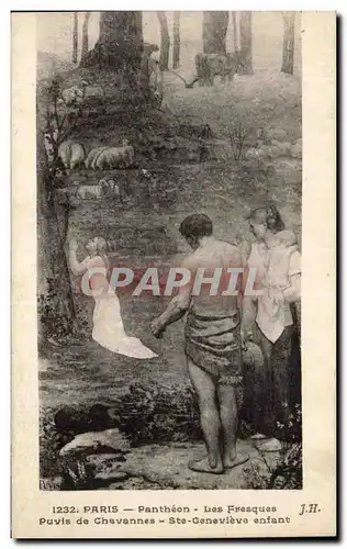 Paris Cartes postales Pantheon Les fesques Puvis de Chavannes Ste Genevieve enfant