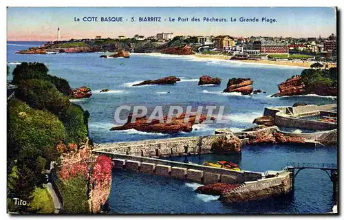 Ansichtskarte AK Biarritz Le port des pecheurs La grande plage