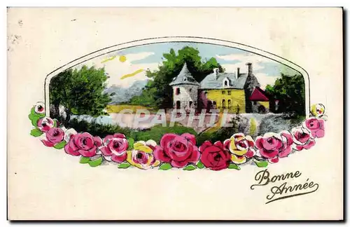 Cartes postales Fantaisie Bonne annee Manoir