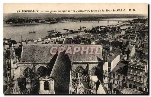 Cartes postales Bordeaux Vue panoramique sur la passerelle prise de la tour St Michel