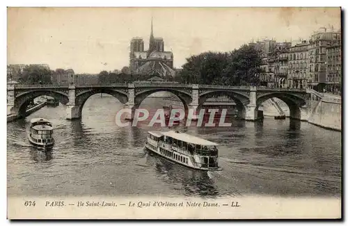 Paris Cartes postales Ile St Louis Le quai d&#39Orleans et Notre DAme