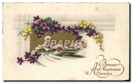 Cartes postales Fantaisie Bonne annee Fleurs