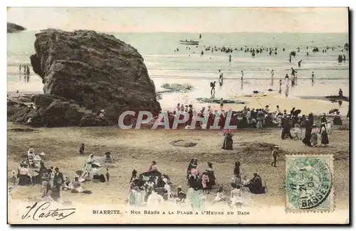 Ansichtskarte AK Biarritz Nos bebes a la plage a l&#39heure du bain