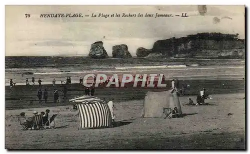 Cartes postales Hendaye Plage La plage et les rochers des deux jumeaux