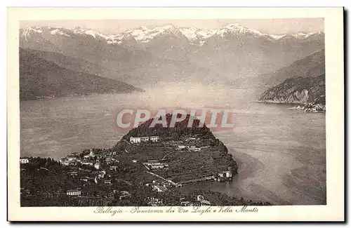 Ansichtskarte AK Italie Italie Bellagio Panorama dei Tre Laghi e Villa Montu