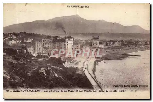 Cartes postales Saint Jean de Luz Vue generale de la plage et des montagnes prise de Sainte Barbe