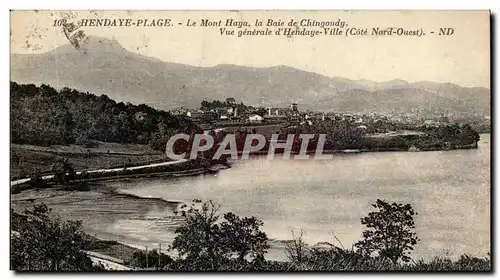 Cartes postales Hendaye Plage Le Mont Haya la baie de Chingoudy Vue generale d&#39Hendaye ville