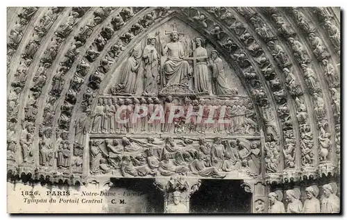 Cartes postales Paris Notre Dame Facade Tympan du portail central