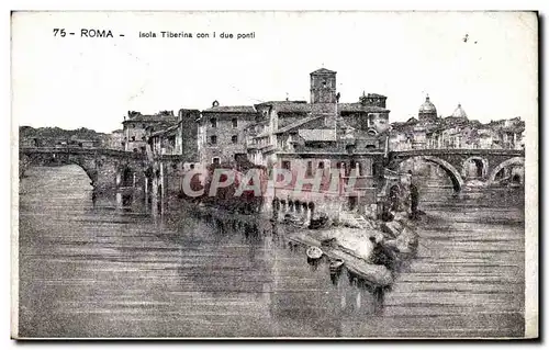 Cartes postales Italie italia Roma Isola Tiberina con i due ponti