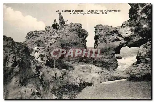 Ansichtskarte AK Biarritz Le rocher de l&#39observatoire et de la loge du theatre