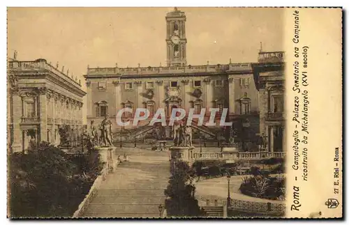 Cartes postales Italie Italia Campidoglio Palazzo Senatorio ara comunale ricostruito da Michelangelo