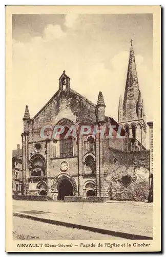 Cartes postales Airvault Facade de l&#39eglise et le clocher