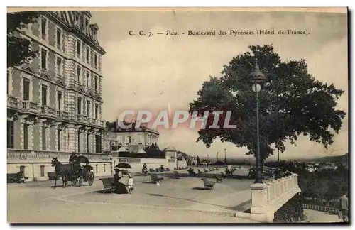 Cartes postales Pau Boulevard des Pyrenees Hotel de France